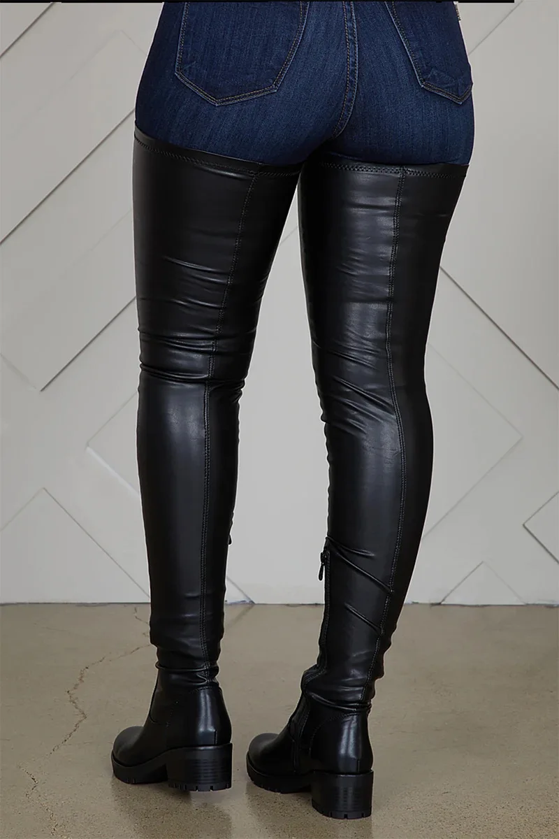 shoes woman booties women over the knee thigh high boots vintage PU leather shoe chaussures femme zapatos mujer sapato NH361