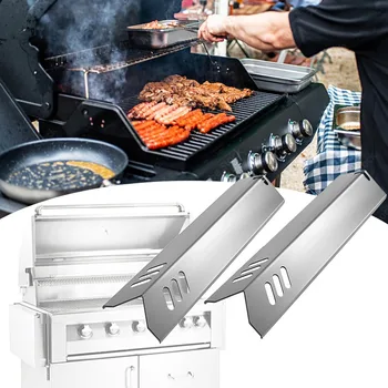 Universal 15 Inch Grill Heat Tents Shields Stainless Steel for Gas Grill Burners Cover Flame Tamers Grill Replacement Parts