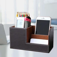 Home Office Wooden Struction Pen Holder Desk Stationery Organizer Storage Box Pen/Pencil ,Cell Phone Business Na 1