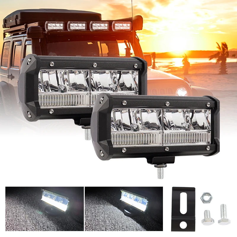 

Hearxin LED Work Light Bar Car Headlight 7 inch 6000K 96W Waterproof IP67 Spotlight Strip Light Lamps Off-road Vehicle Modified