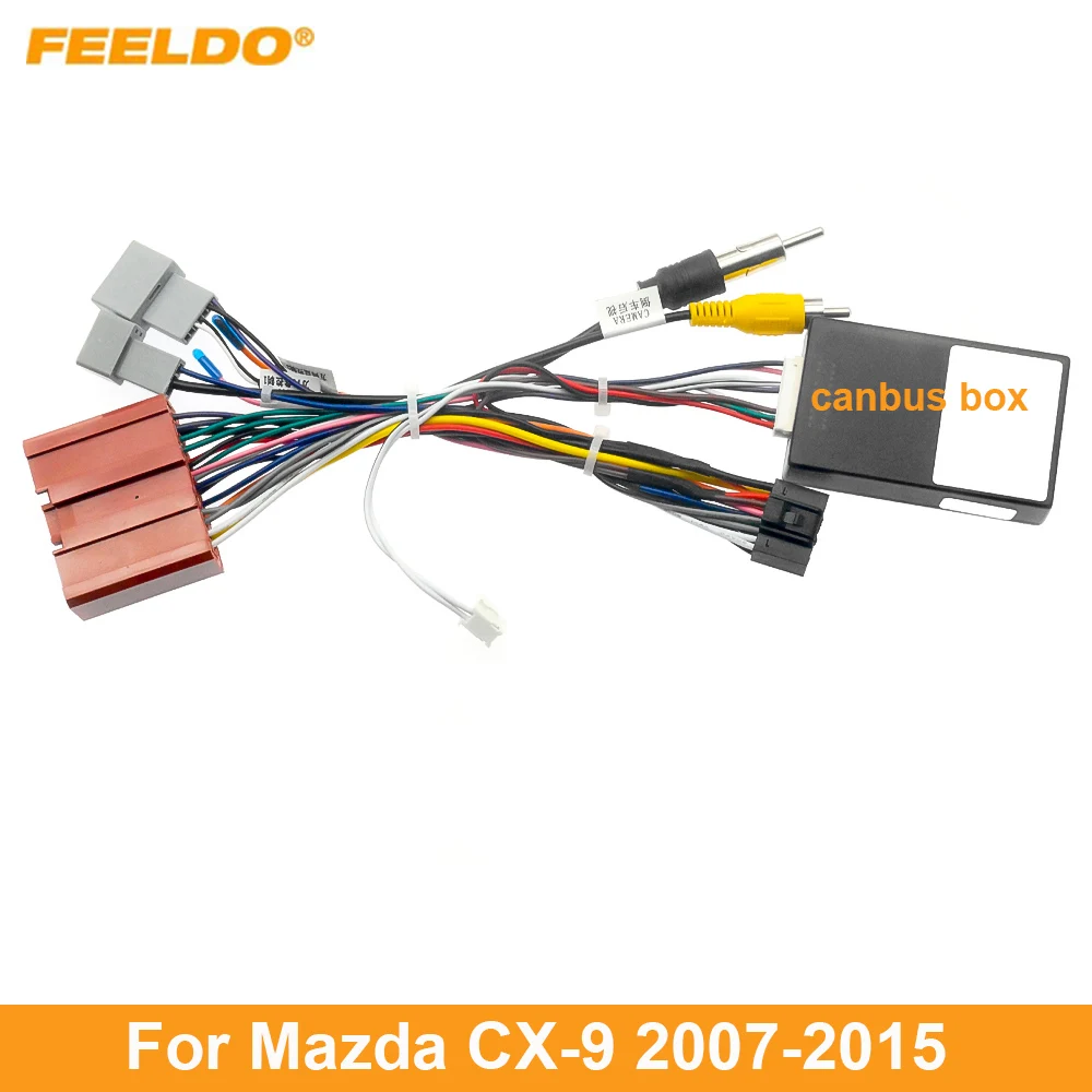 

FEELDO Car Audio 16PIN CD/DVD Player Power Calbe Adapter With Canbus Box For Mazda CX-9 07-15 Stereo Plug Wiring Harness