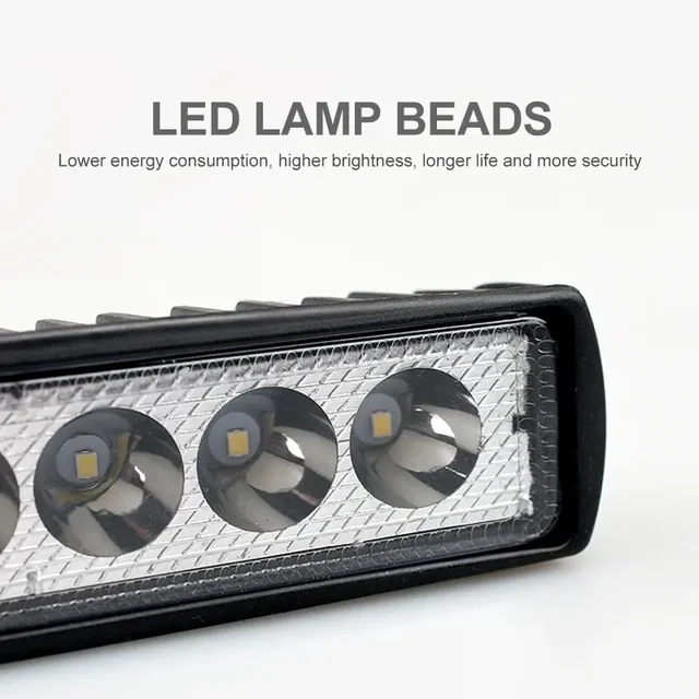 18w 6 LED Car Work Light High Bright Spotlight Universal Offroad Automobile Truck Driving Fog Headlights DRL Driving Lamp 12V 2