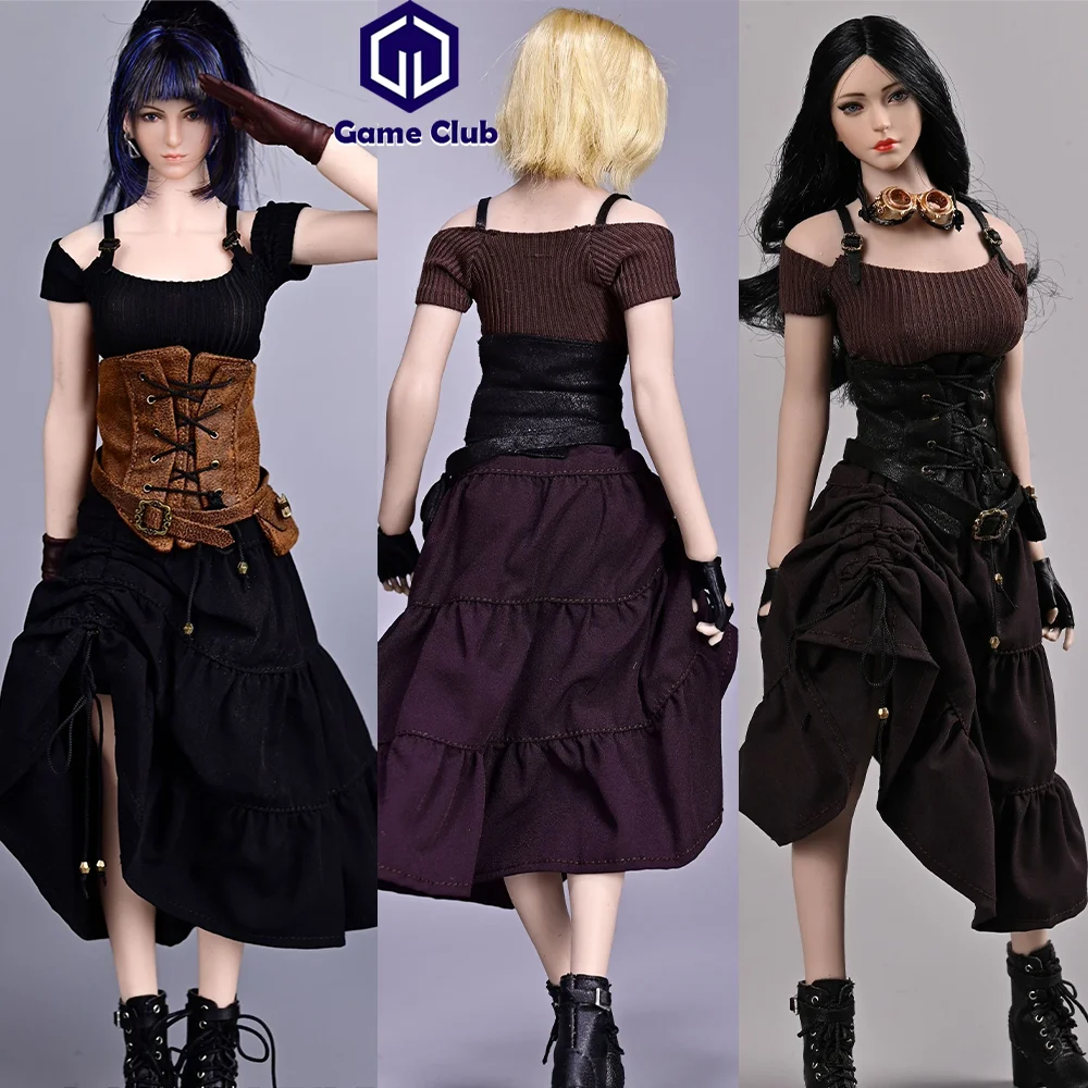 

SA Toys SA012 1/6 Retro Off Shoulder black brown Steampunk Gothic Suit Female Soldier Clothes Fits 12in Action Figure Doll Body