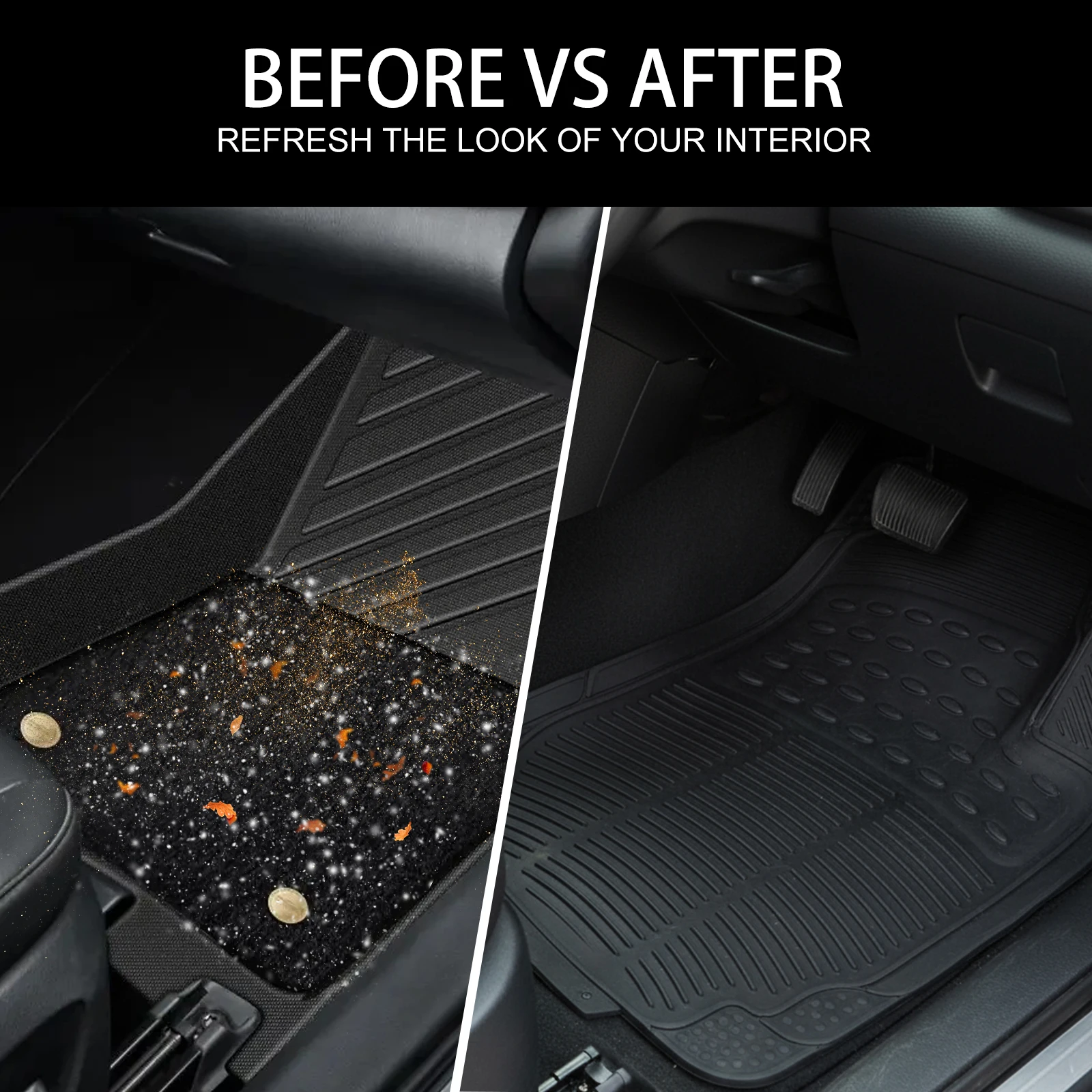 3 Pieces Deep Waterproof Car Mats All Weather Rubber Car Floor Mats Waterproof All Weather Car Mats for Cars Truck SUV