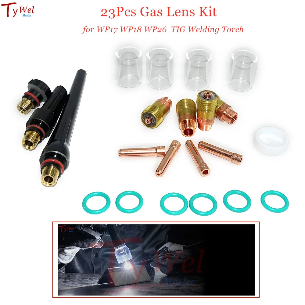 23pcsTIGWeldingTorchGasLensKitforWP17WP18WP26TIGGlassCup