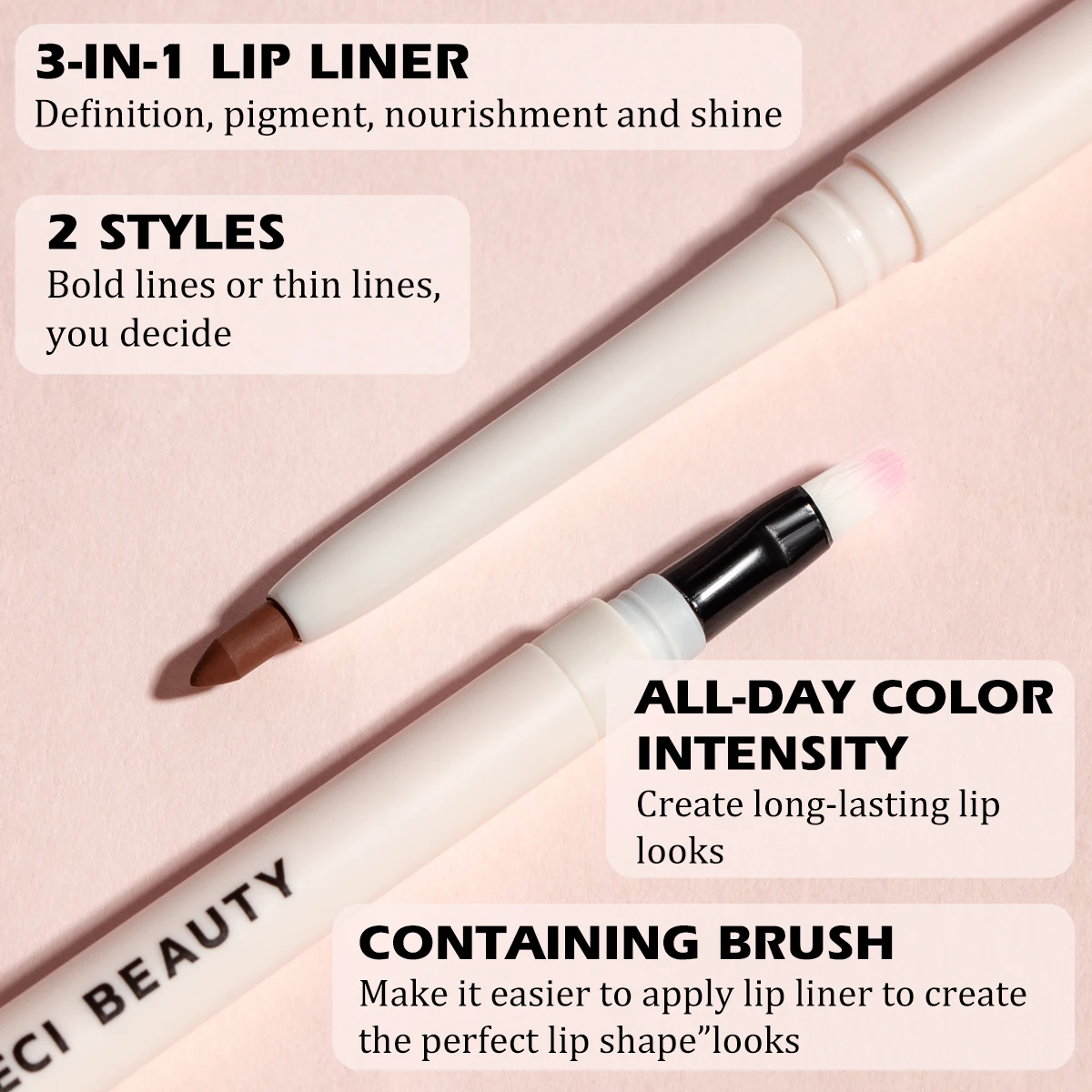 Slim Lip Pencil With Brush Long-Lasting Plumping Y2k Matte Lip Makeup Cosmetic High Pigment Silky Natural Nude Brown Lip Liner P 4