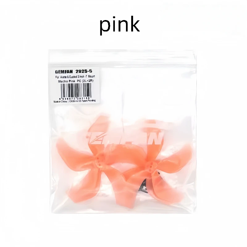 Hélices GEMFAN 2925-5 pour FPV 3 pouces, détail du moyeu et des pales inclinées