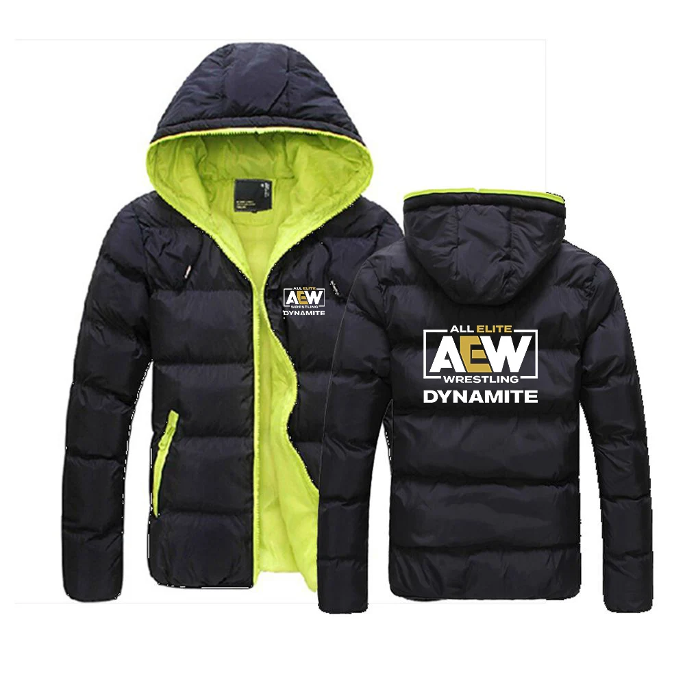 

2024 new men's elite AEW wrestling best-selling six-color cotton-padded jacket coat casual hooded solid color fashion coat jacke