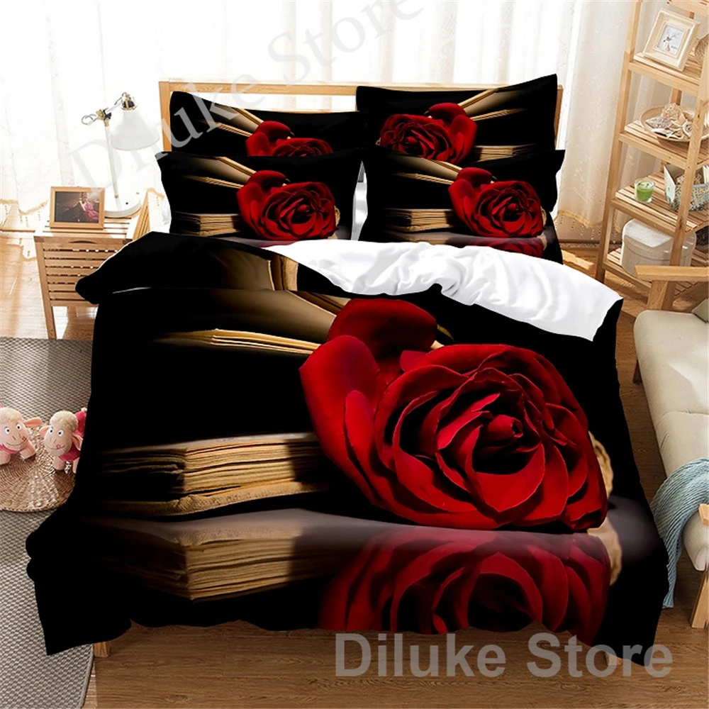 3D Printed Flower Pillow Case Quilt Duvet Cover Bedding Set Single Double 