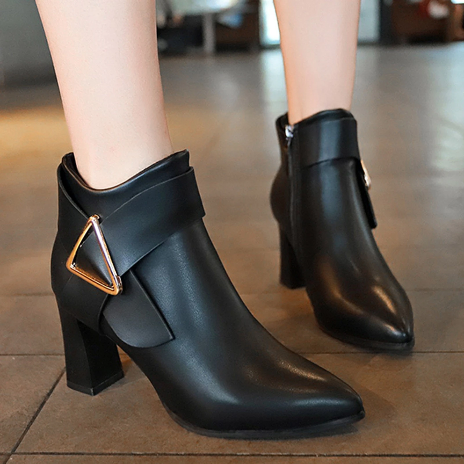 Botas de cuero de topo para mujer, a la moda Botines altos, botas cortas con cordones, para caminar, 8,5| | -