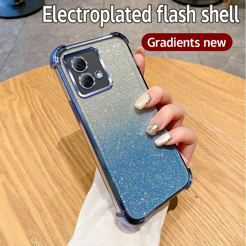 Glitter Plating Silicone Soft Case with Four-Corner Anti-Shock Protection for Motorola Moto G Series