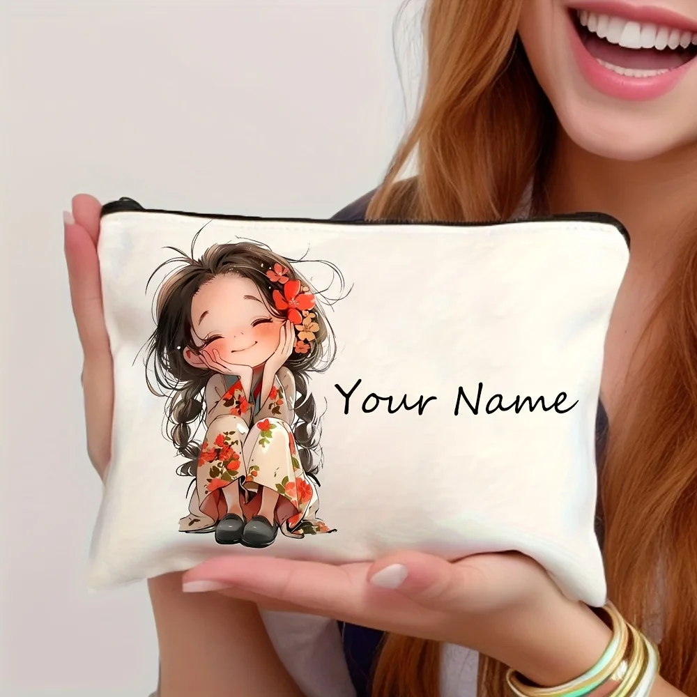 Personalized Floral Cosmetic Bag - Durable, Lightweight, and Foldable