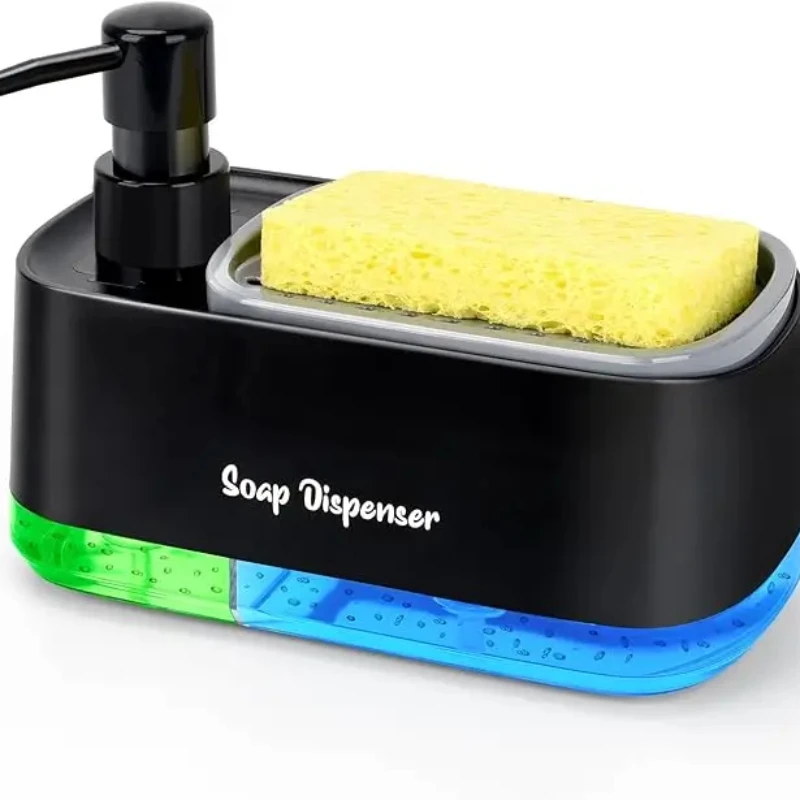 Hand and Dish Soap Dispenser Set Dual Soap Dispenser with Sponge Holder 3-in-1 Countertop Pump for Kitchen Sink soap dispenser