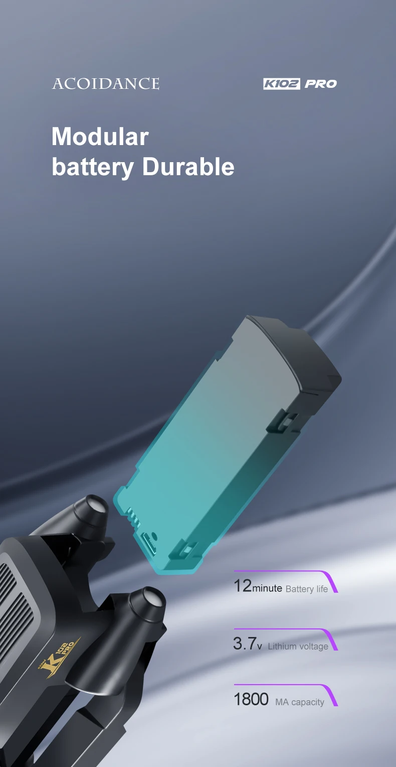K102 Pro Drone, acoidance kioz pro modular battery durable