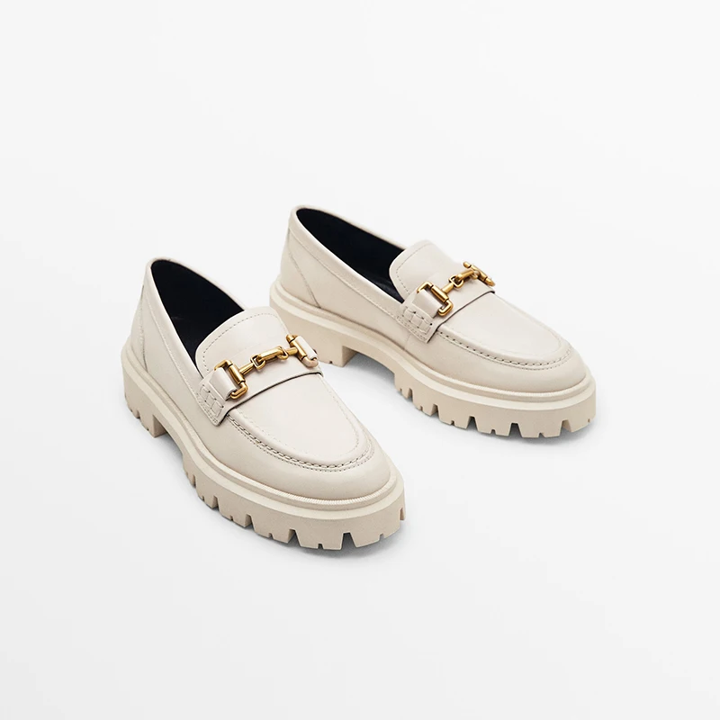 Spring Autumn Fashion Genuine Leather Platform Shoes Animal Print Women Simple All-match Casual Loafers Female