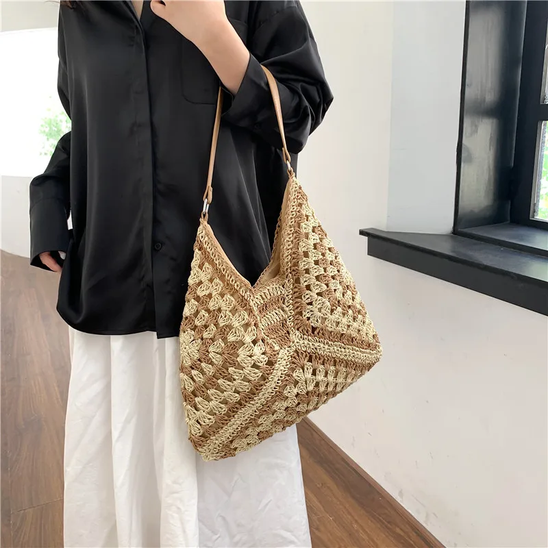 Woven Beach Shoulder Bag for Women and Girls