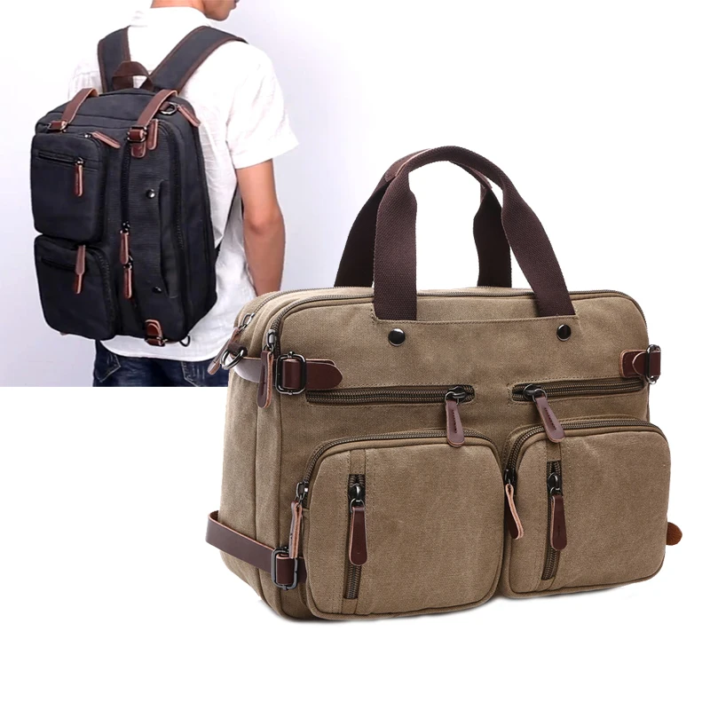 

Canvas Briefcase Backpack Travel Laptop Bag Vintage Men'S Handbags Shoulder Business Messenger Breifcases Crossbody Tote Bag