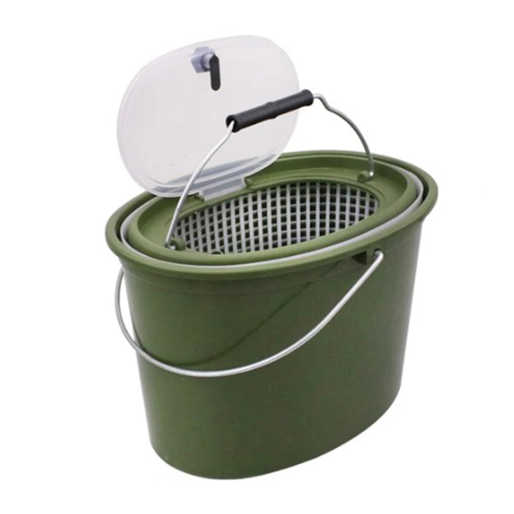 

Brand New Fish Bucket Water Boxes 5L/10L/15L 650g/950g/1300g Carp Fishing Double-layer Green Mesh Live Fish PP