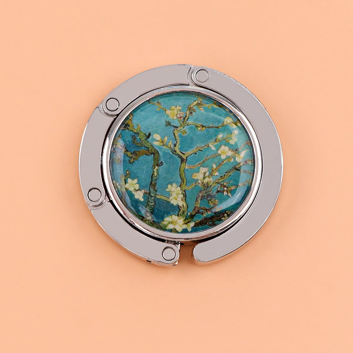 Handbag Hooks Oil Painting Style Folding Metal Table Bag Holders Portable Purse Hanger Accessories Non-Slip