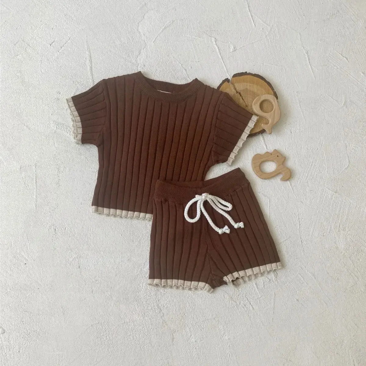 Autumn Infant Knitted T Shirt and Shorts Set for Newborn Baby