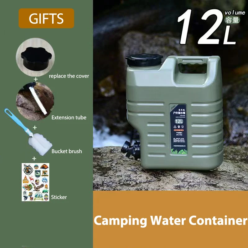 

12L Camping Water Containers Large Capacity Portable Emergency PE Water Tank with Faucet for Camping Picnic Hiking