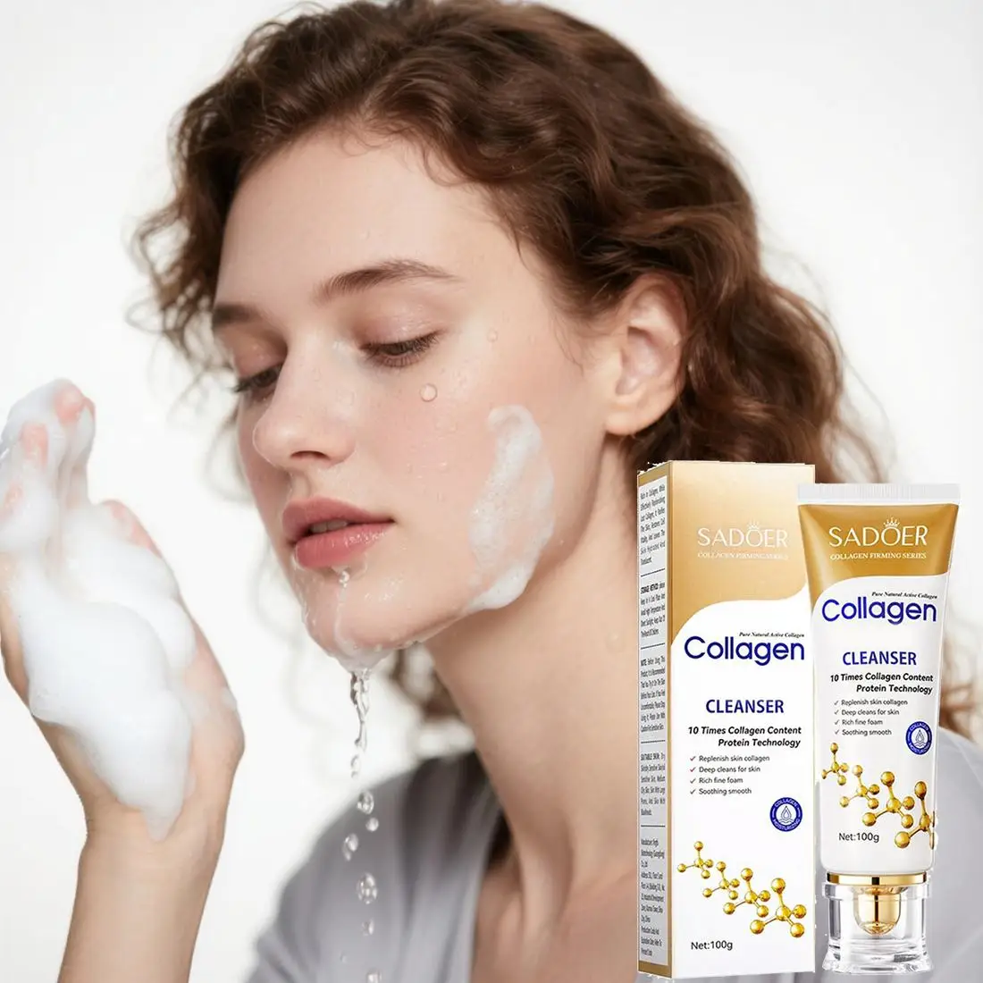 Collagen-Infused Gentle Foaming Cleanser for Deep Hydration & Purification, 100g