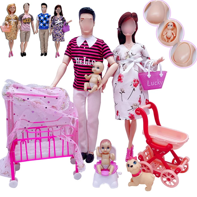 Boneca barbie grávida gravida kit barbie original bebê da barbie Conjunto  De De Família Para Barbie Crianças - Desconto no Preço