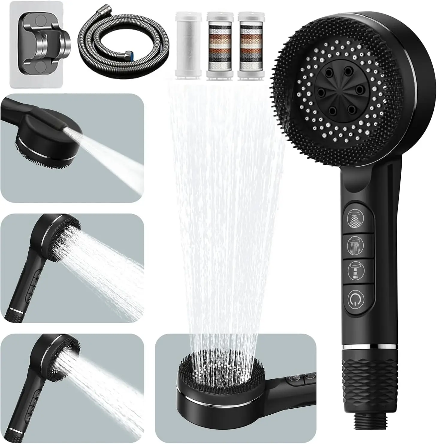 1 PC กรอง Supercharged หัวฝักบัวสี่ความเร็วปรับซีลน้ํา Multi-Functional Home Shower อุปกรณ์ห้องน้ํา 1