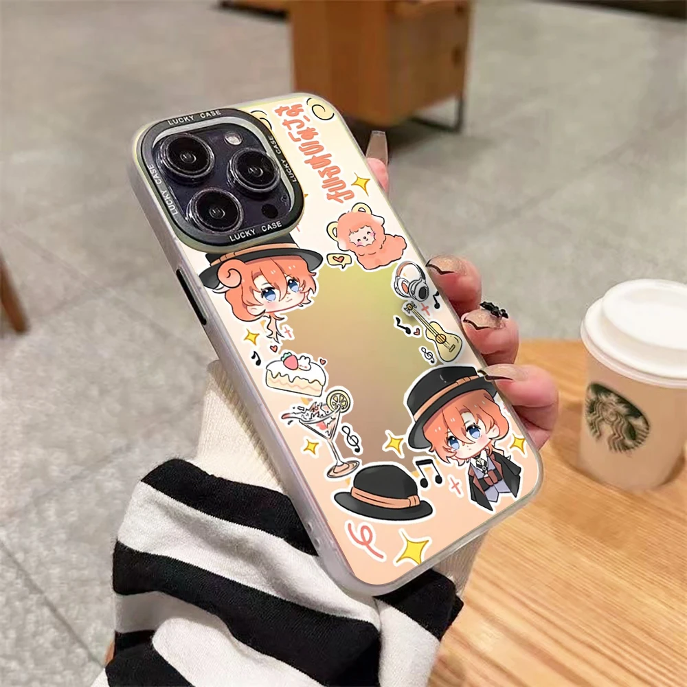 thumbnail image 1 of Funda de teléfono de Anime Bungo Stray Dogs para iPhone, 15, 14, 13, 12, 11 Pro Max, X, XR, XSMax, 7, 8 Plus, mate, Aurora, gradiente láser, cubierta de lujo, 1 of 5