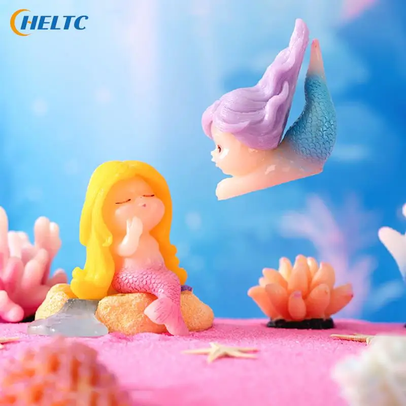 1pcs Cute Micro Landscape Colorful Artificial Coral Mermaid Resin Ornaments For Fish Tank Aquarium Home Decorations Accessories
