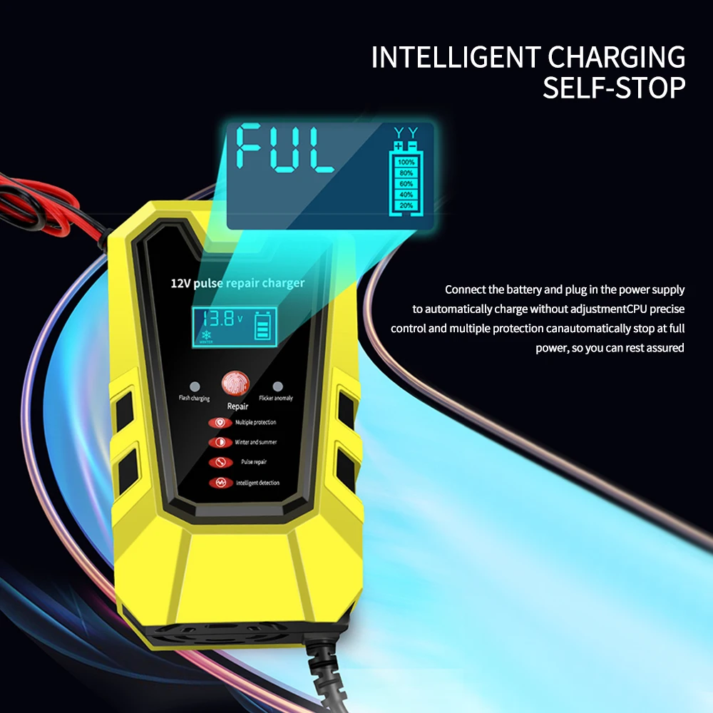12V Car Battery Charger LCD Display