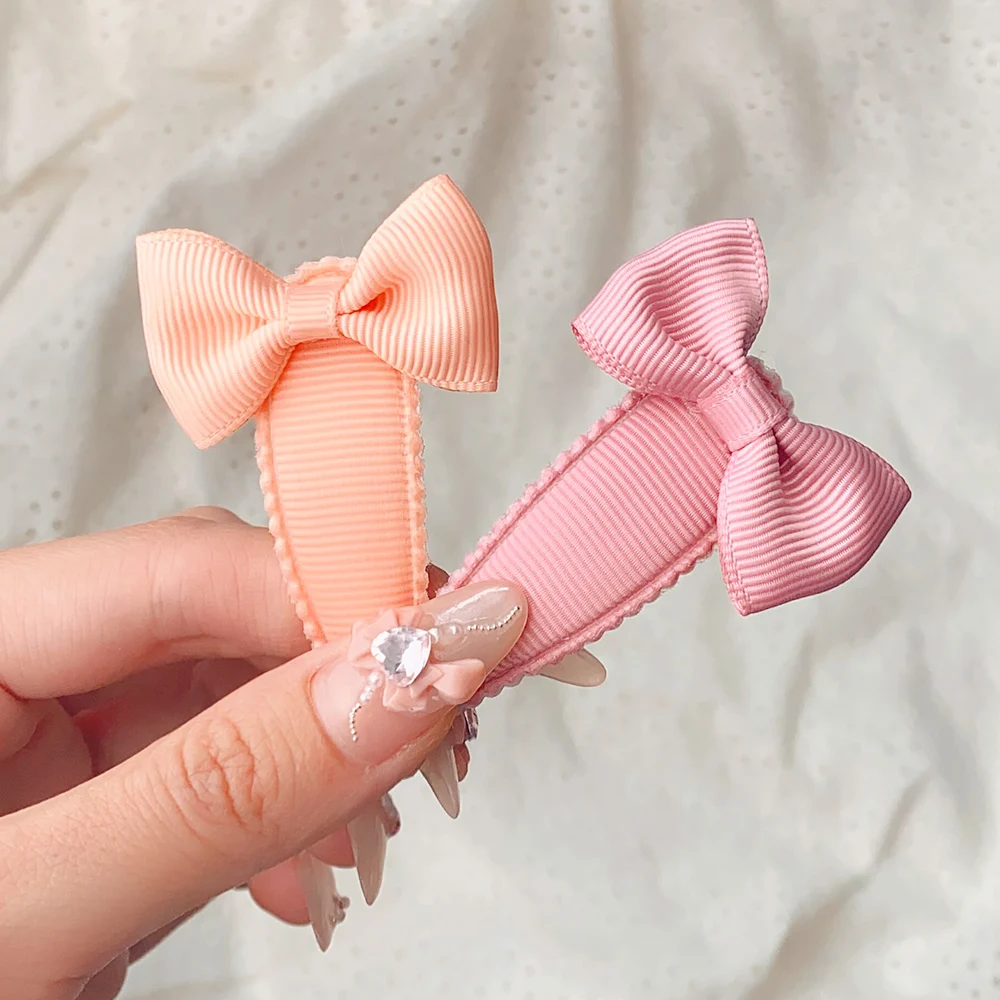 2Pcs Cute Bow BB Clip Baby Girl Newborn Hair Accessories Fashion Handmade Cloth Headwear Hairpins Barrettes Headdress Wholesale