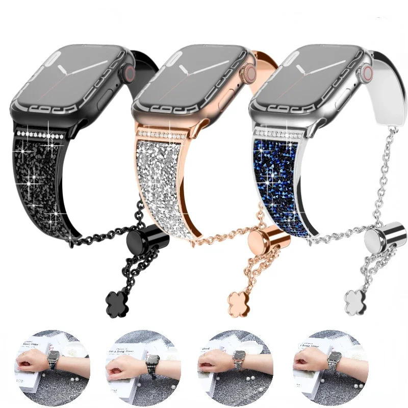 

Metal strap For Apple watch 49mm 45mm 44mm 41mm 40mm Women Stainless Steel Bracelet Wristband For iwatch Ultra 2/8 7 6 5 4 3 SE