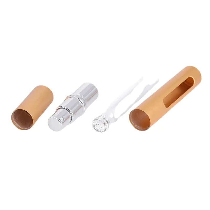 1PC 5/10ml Portable Perfume Bottle Refillable Metal Spray Pump Aluminum Empty Glass Atomizer Travel Women Cosmetic Containers