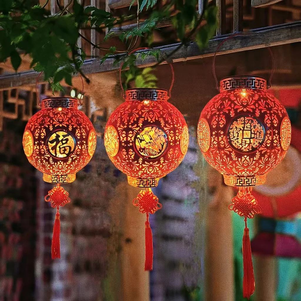 EVER NEW LANTERN 赤 ランタン 1.5M 10Light New Year Red Chinese Lantern With LED Lights