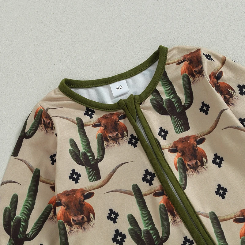 -07-18 Lioraitiin 0-12M Infant Baby Boys Jumpsuit Long Sleeve Cow/Horse Print Zipped Autumn Newborn Romper Clothes cotton jumpsuit baby romper baby boy bodysuits