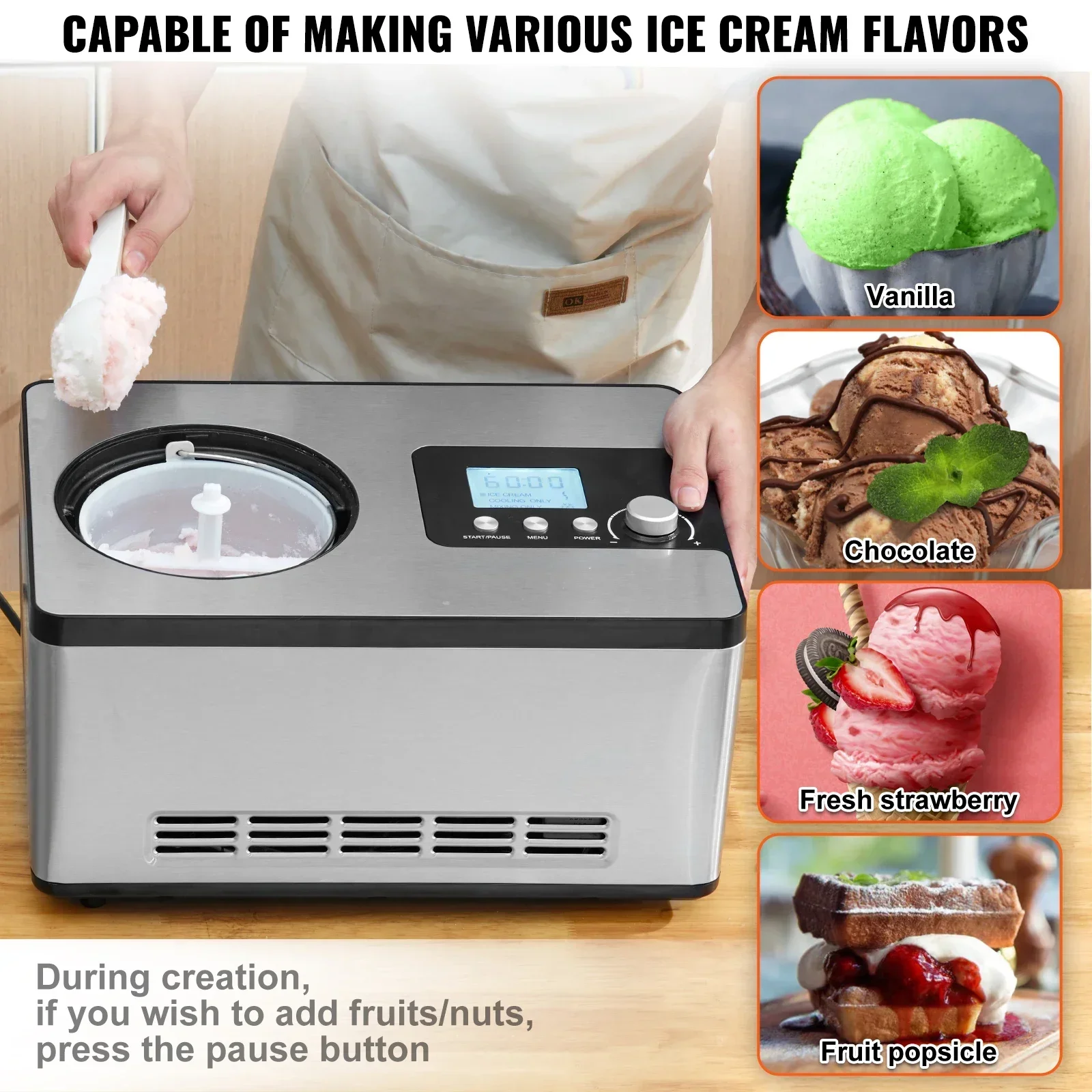 VEVOR Automatic Ice Cream Maker with Compressor