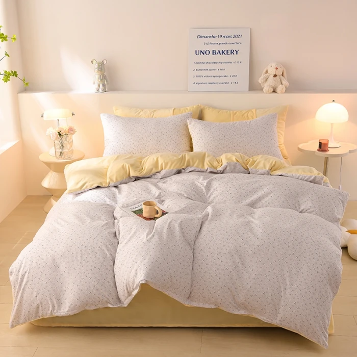 Flannel lining Warmth Floral Duvet Cover Set with Zipper Closure - 3 Piece Bedding Set Includes 1 Duvet Cover and 2 Pillowcases