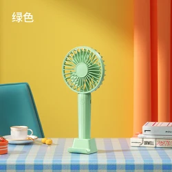 Foldable Portable USB Rechargeable Neck Hanging Fan with Phone Stand - Ideal (Light green)