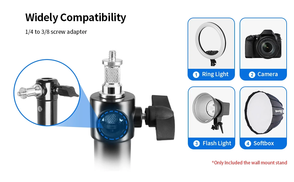 Description Picture 4 of itemSelens New Wall Bracket Camera Mount tripod Base Adjustable Arm Photo Studio Kits Photography Accessory For Softbox Ring Light