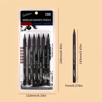 Wood Free Graphite Sketching Carbon Pencil Set for Art Students Drawing Charcoal Pencil Solid Wholesale 6