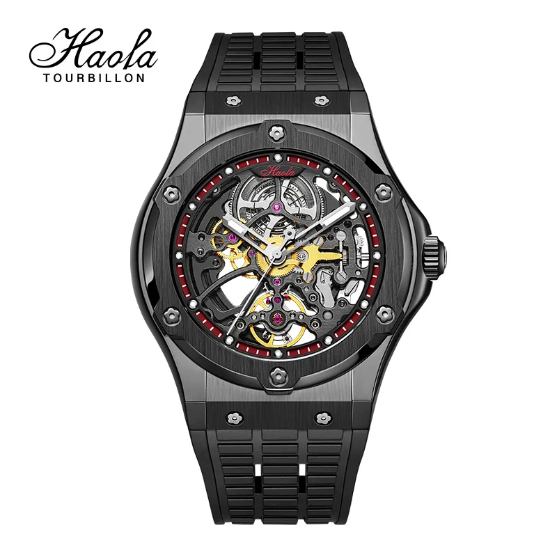 Black Skeleton Watch Skeleton Watch Luxury Montre Squelette Haofa