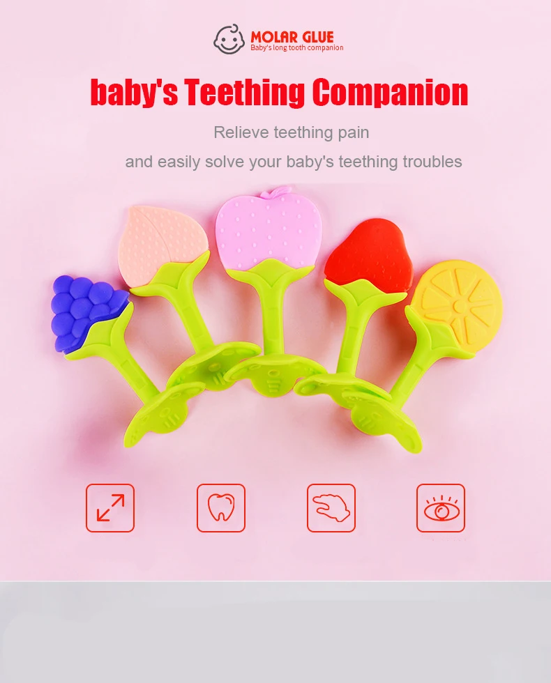 Teething Baby Toy Silicone Teether for Teeth Babies Accessories Newborn Fruit Sucking Chew Toys For Newborn Baby BPA-Fre Gift - 6