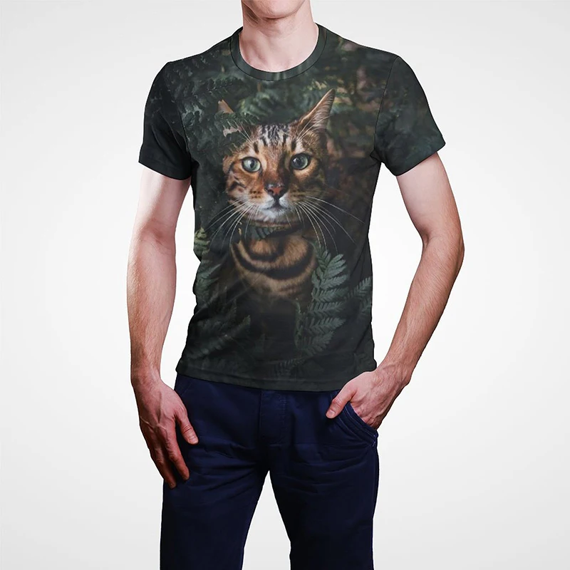 

2022 Animal Cat T-shirt Boys Girls 3D Print Fashion Casual Short Sleeves Men Women Streetwear Summer Cool Top Tees