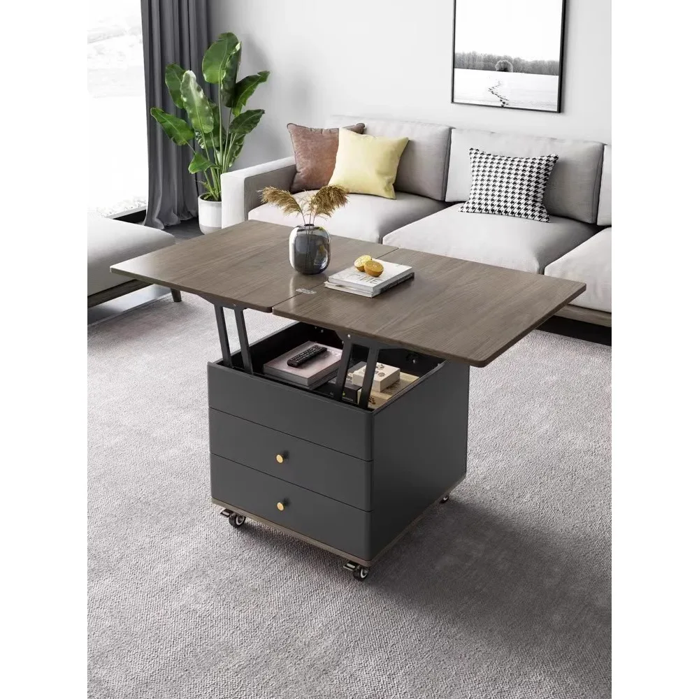 

Dual purpose and minimalist apartment living room with adjustable coffee table and dining table, unique household corner table,