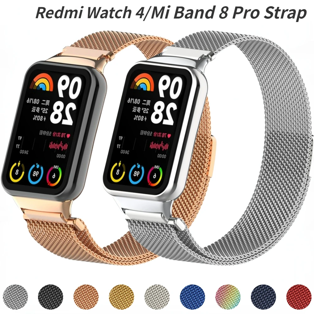 Xiaomi Redmi watch 4用ミラネーゼループストラップ,磁気ステンレス  