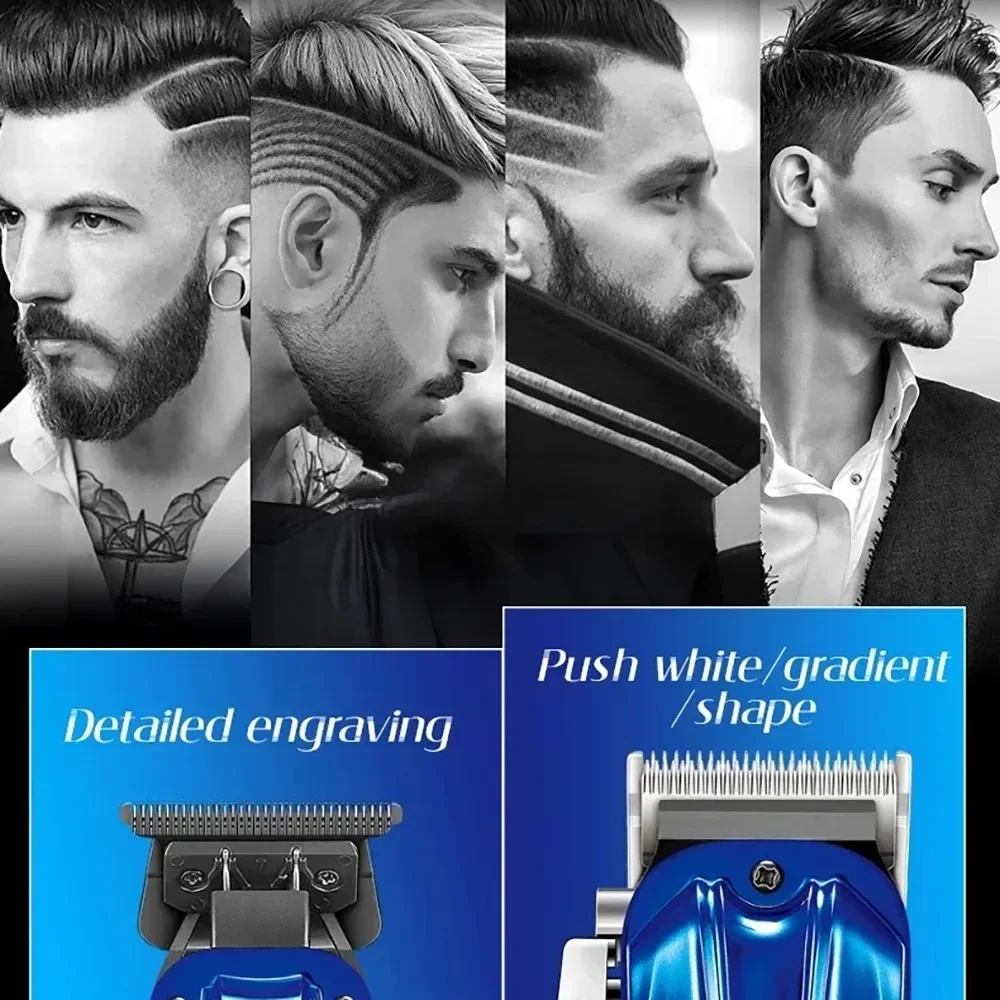 2PC Set KM-2217 Professional Electric Barbers Brushless Motor 7200RPM Carbon Steel And DLC Blade Hair Clipper Trimmer For Man 4