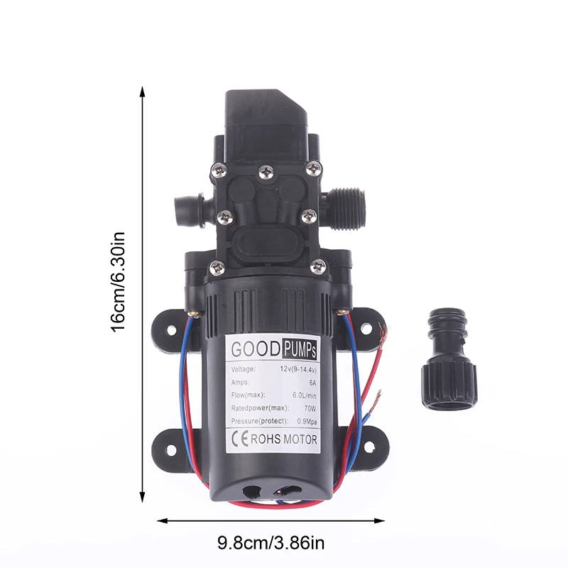 70W DC 12V Micro Electric Diaphragm Reflux Water Pumps Automatic Switch 6L/Min for High Pressure Car Washing / Home Irrigatiom water pump accessories