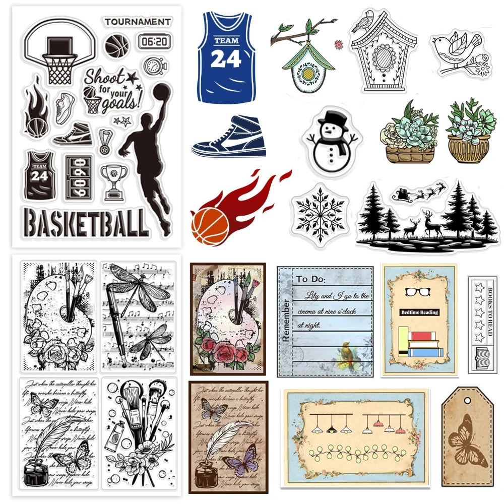 

Silicone Clear Stamps Basketball Player Sportswear Sneakers Reusable Rubber Transparent Seals for Cards Making DIY Scrapbooking