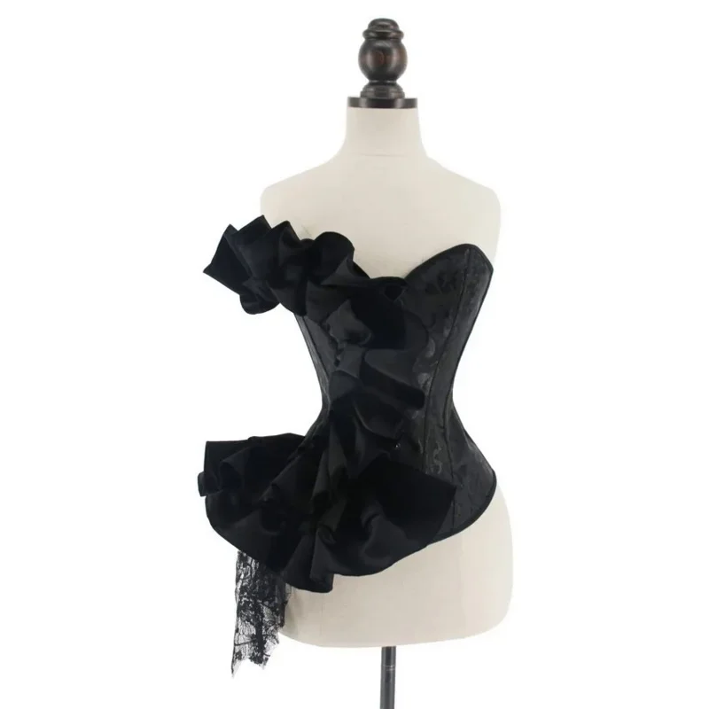 

Luxury Vintage Bustier Corset Women Lace Floral Ruffle Jacquard Off Shoulder Masquerade Corset Sexy Overbust Slim Korsett Corset